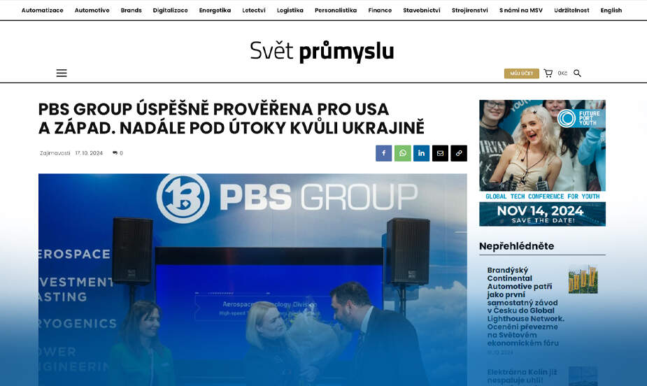 Napsali o nás: Svět průmyslu